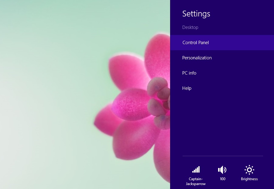 control panel win 8